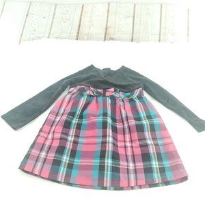 Healthtex Baby Girls Black Plaid Long Sleeve Empire Waist Fit & Flare Dress 3T